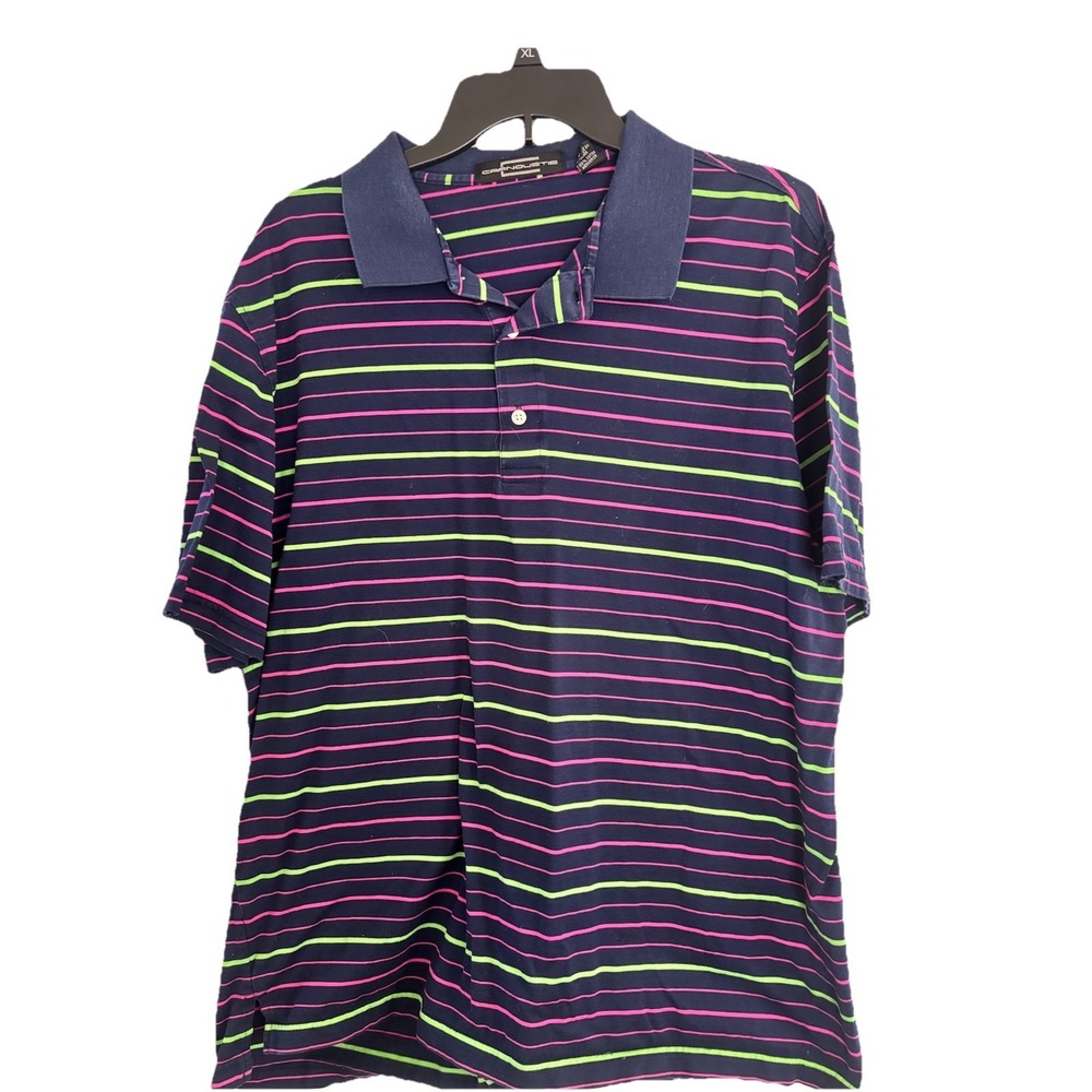 Carnoustie Golf Polo Shirt Mens XL Short Sleeve Striped Navy